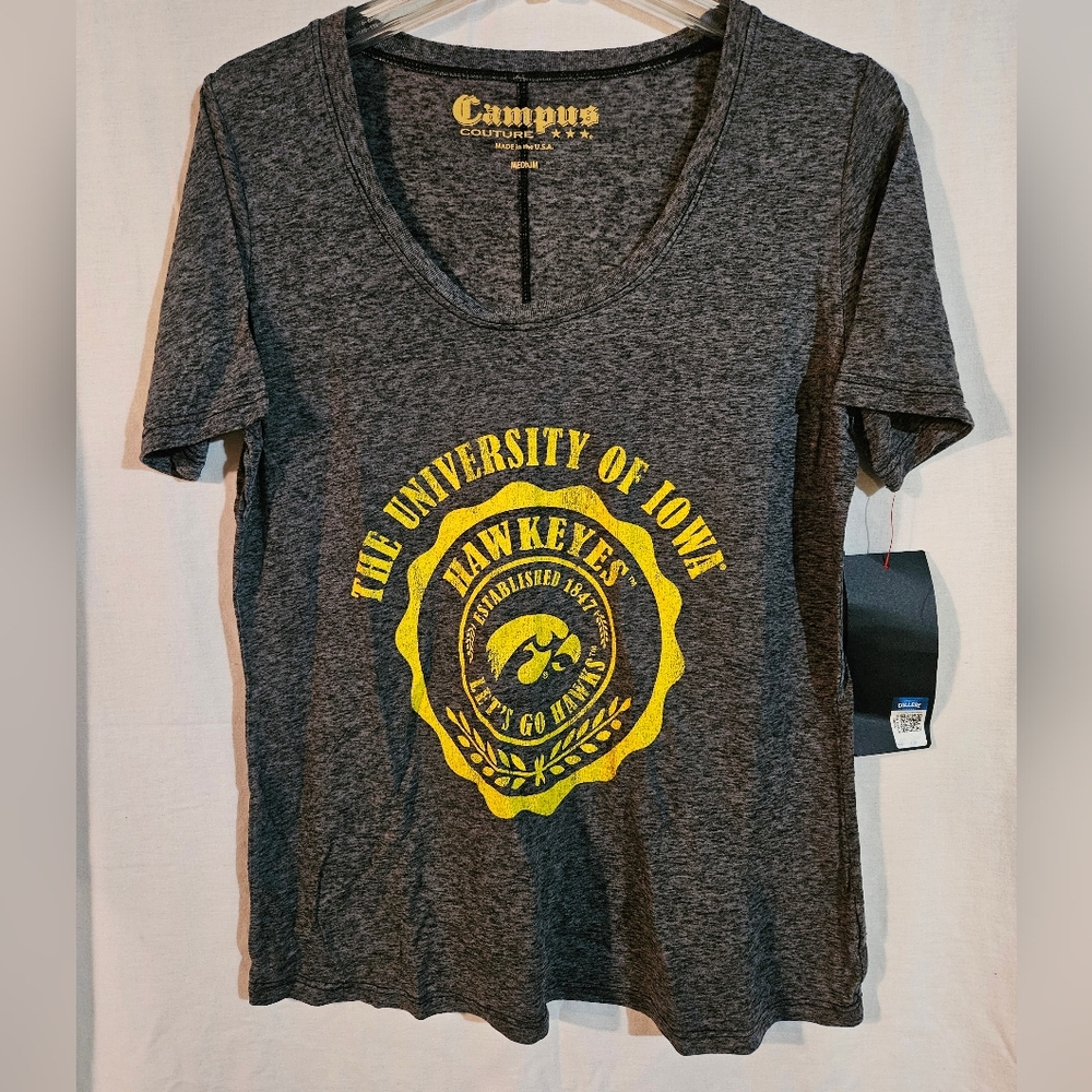 Iowa Hawkeyes Campus Couture Women's Scoop Neck T-Shirt In Gray Size Medium